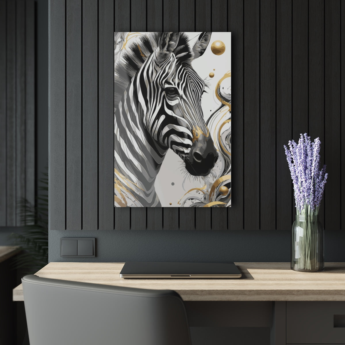 Golden Zebra Premium Acrylic Wall Art