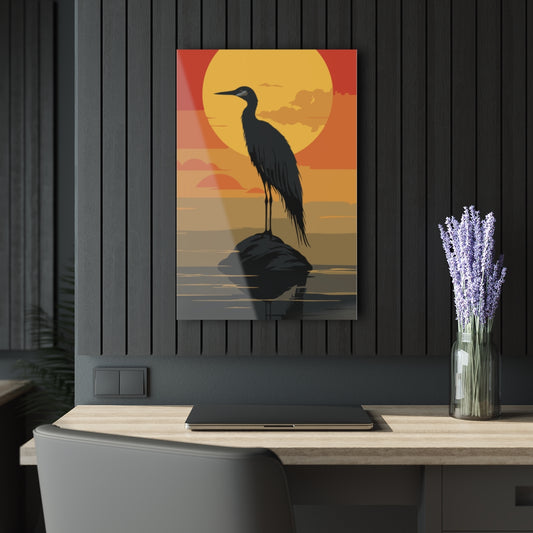 Sunset Bird Premium Acrylic Wall Art