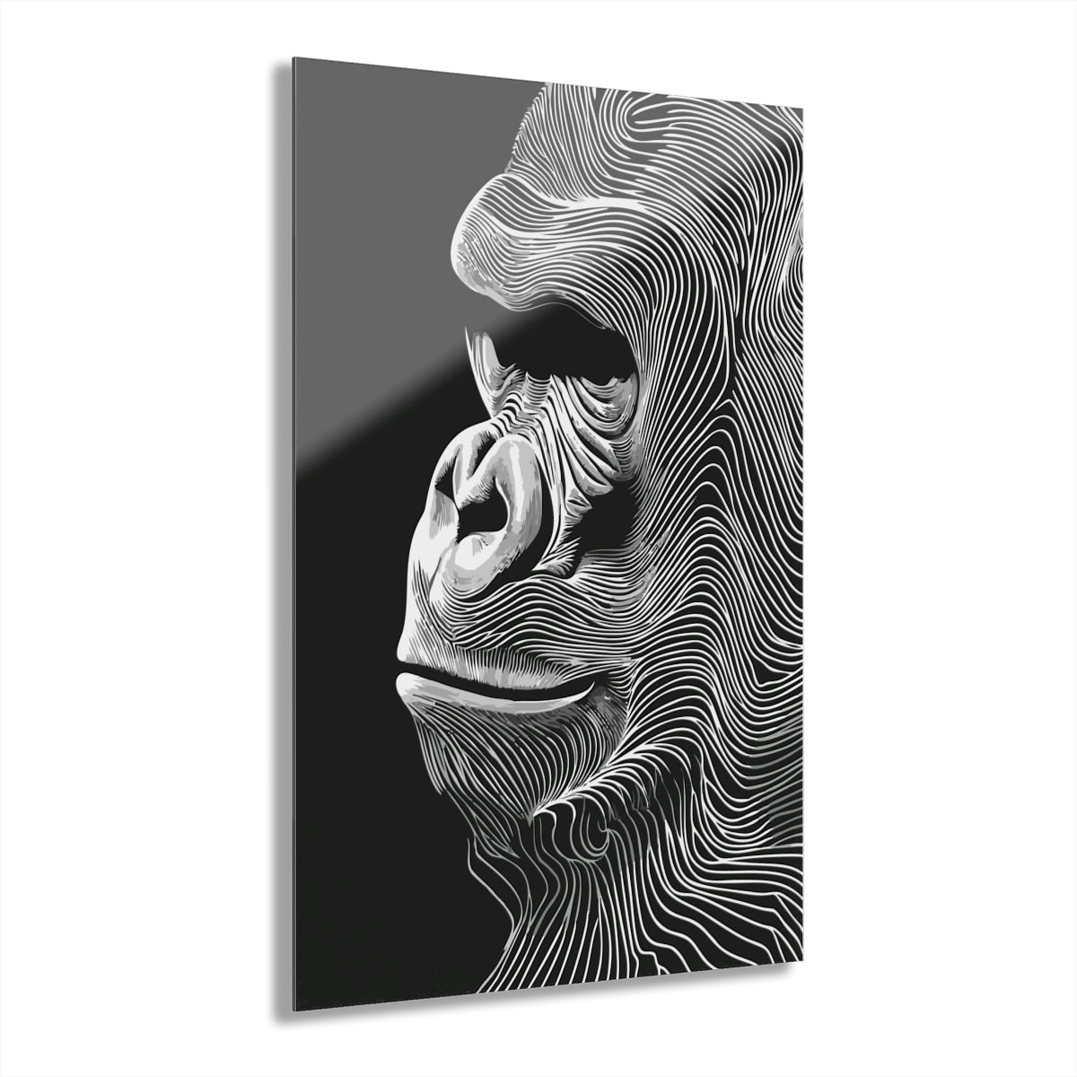 Gorilla In Lines Premium Acrylic Wall Art