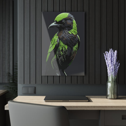 Green Crow Premium Acrylic Wall Art