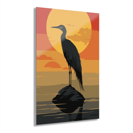 Sunset Bird Premium Acrylic Wall Art