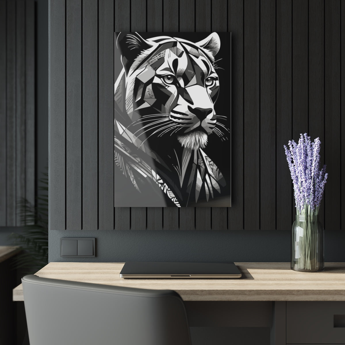 Geometric Tiger Premium Acrylic Wall Art