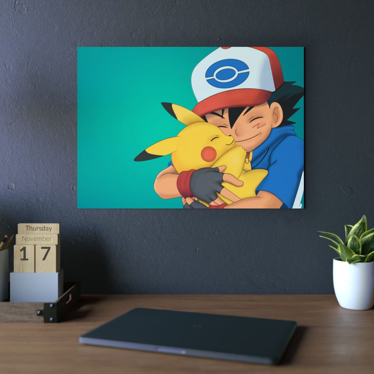 Picachu Hug 4K Aluminium Composite Wall Art