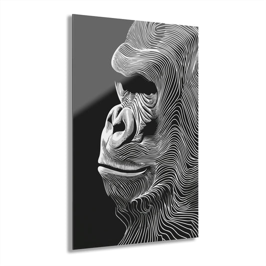 Gorilla In Lines Premium Acrylic Wall Art