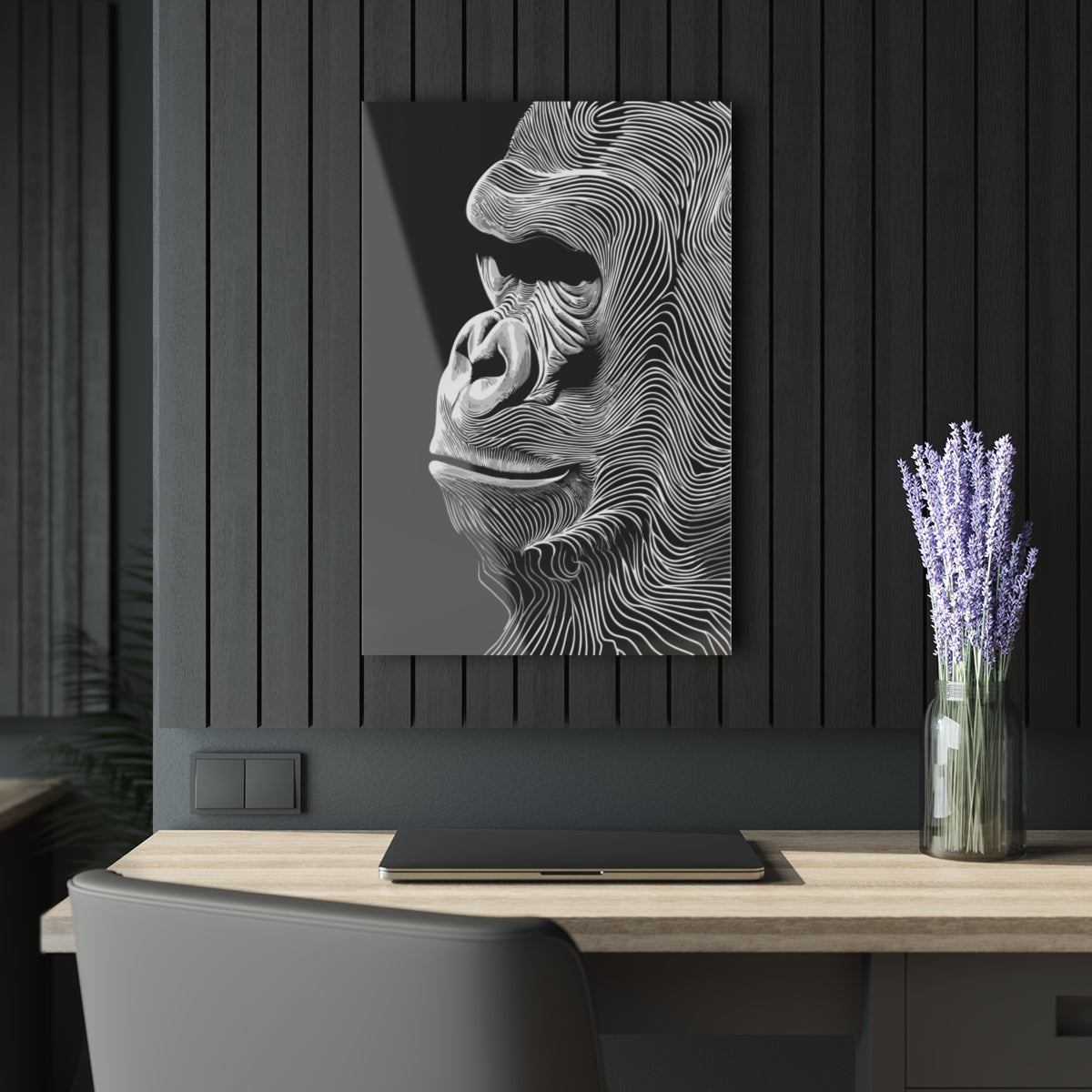Gorilla In Lines Premium Acrylic Wall Art