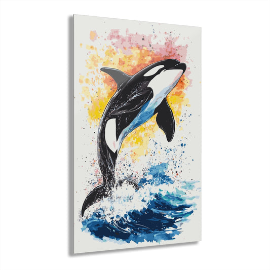 Jumping Whale Premium Acrylic Wall Art
