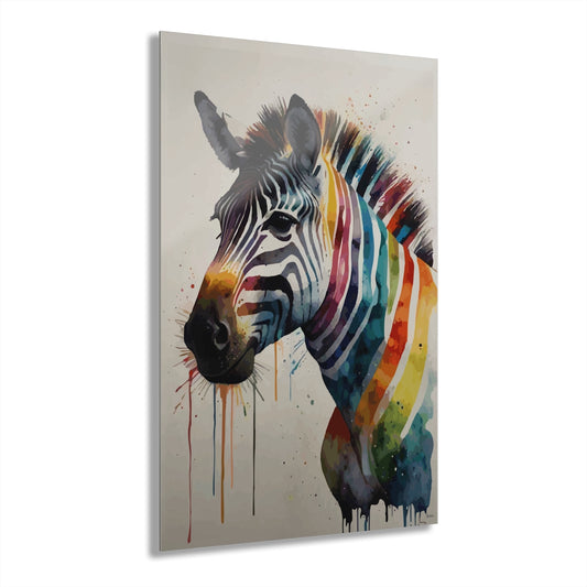 Rainbow Zebra Premium Acrylic Wall Art