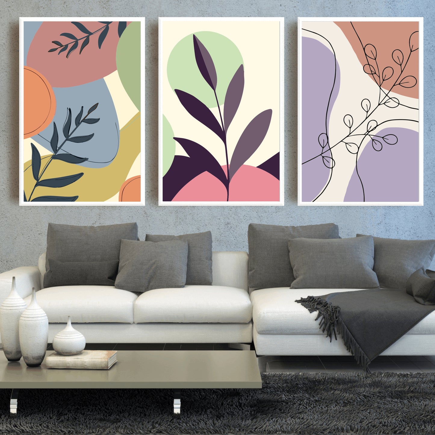 Leaves Boho 3 Set Premium Acrylic Wall Art