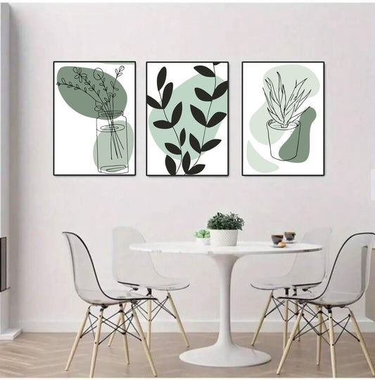 Green Boho 3 Set Premium Acrylic Wall Art