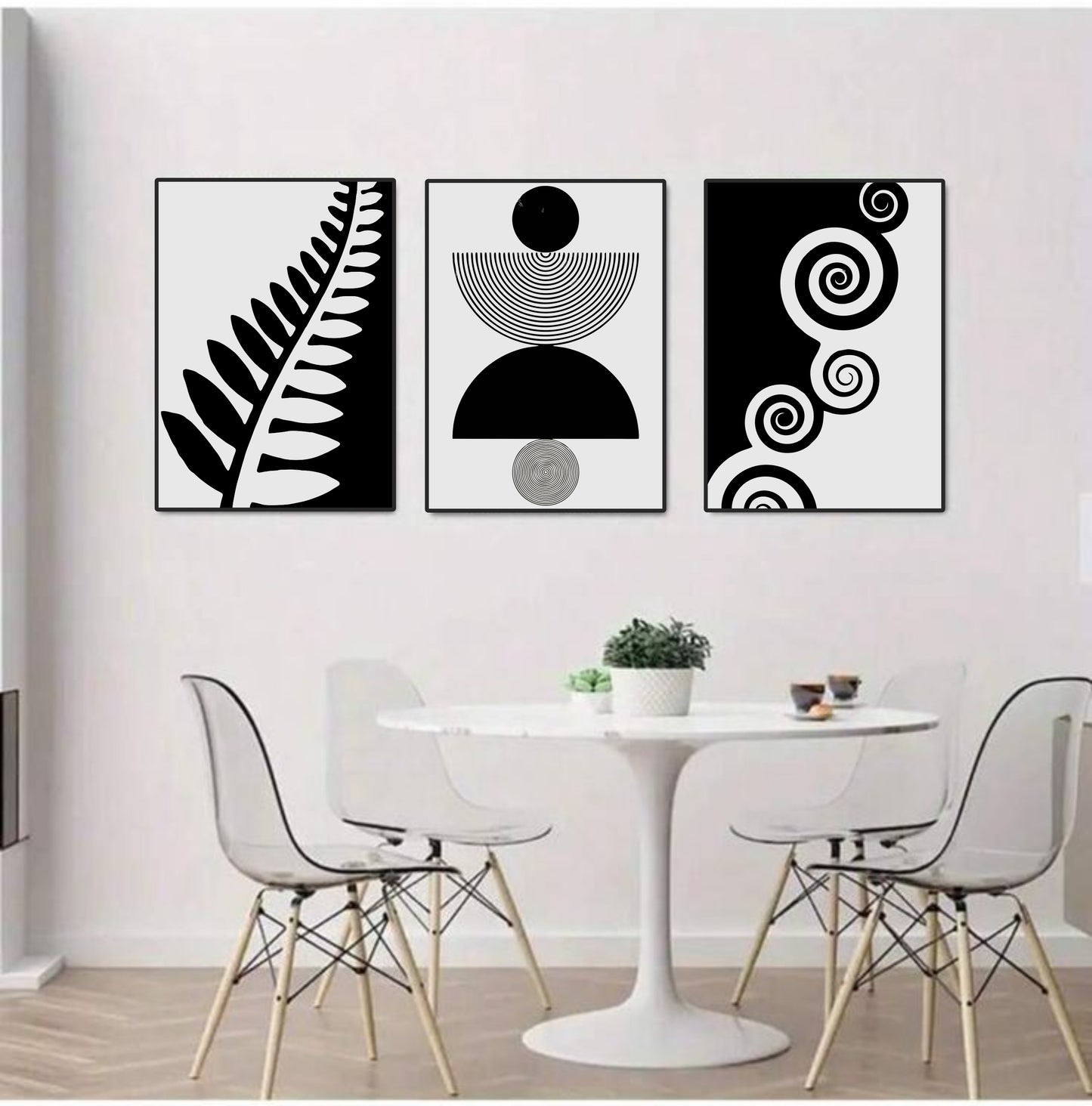 Black & White Boho 3 Set Premium Acrylic Wall Art
