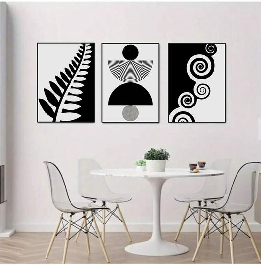 Black & White Boho 3 Set Premium Acrylic Wall Art