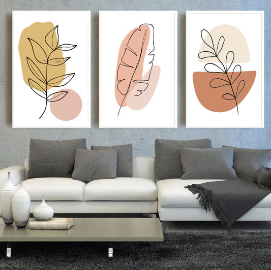 Just Leaves Boho 3 Set Premium Acrylic Wall Art